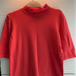 VICI short sleeve knit mock turtleneck - coral - Large